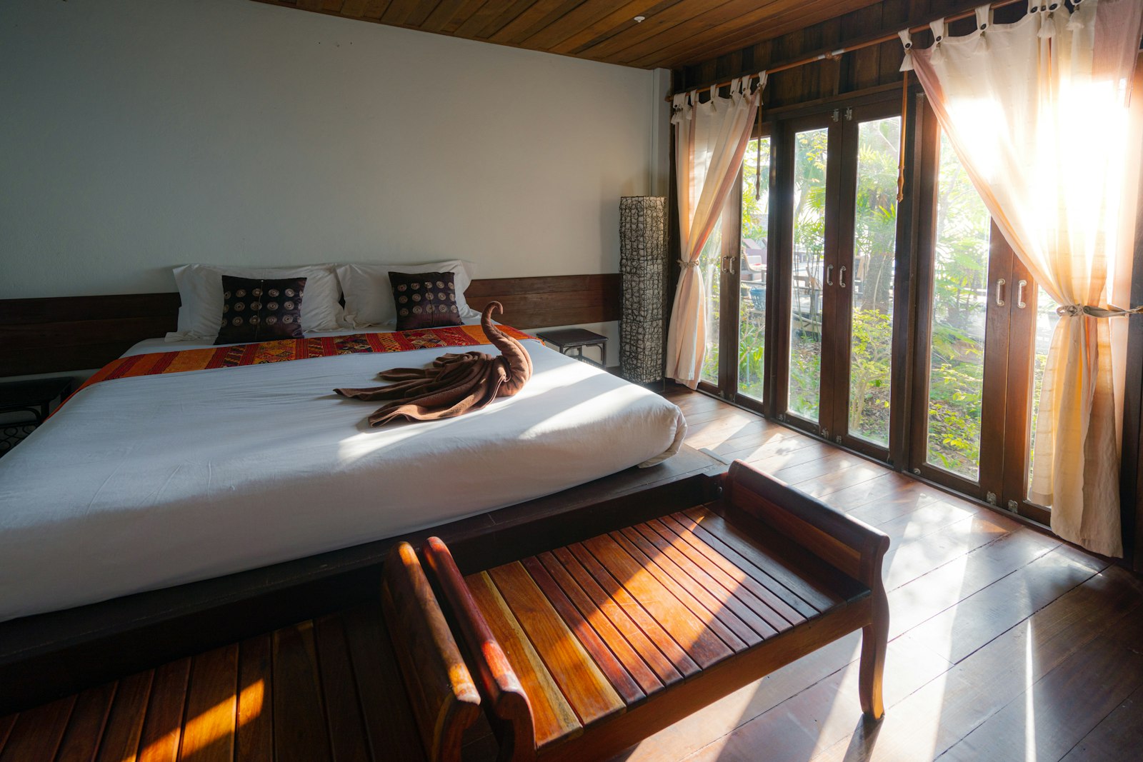 Traditional Thai residential interior with natural light